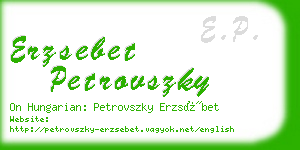 erzsebet petrovszky business card